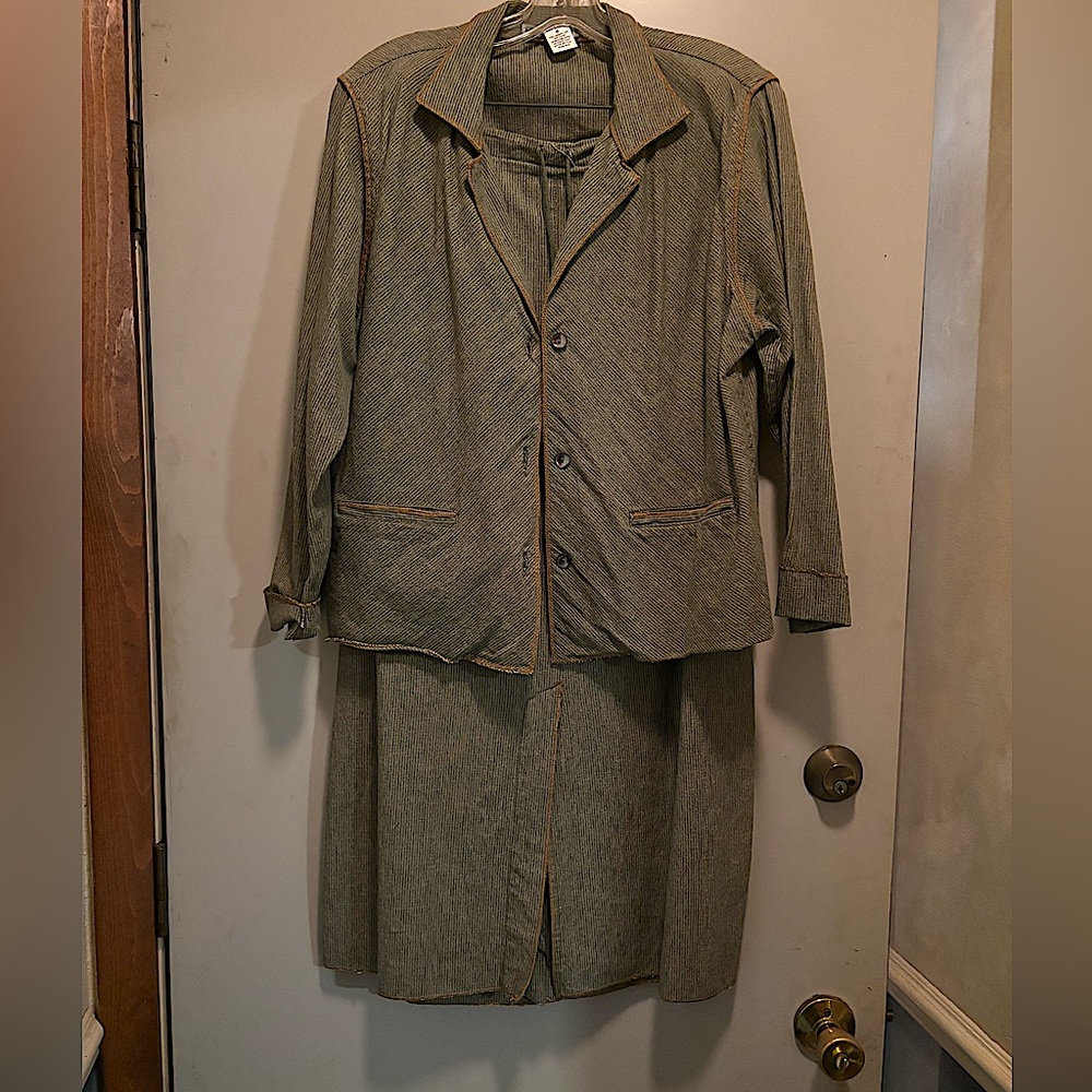 Tribe size medium skirt and jacket HAND KNIT.